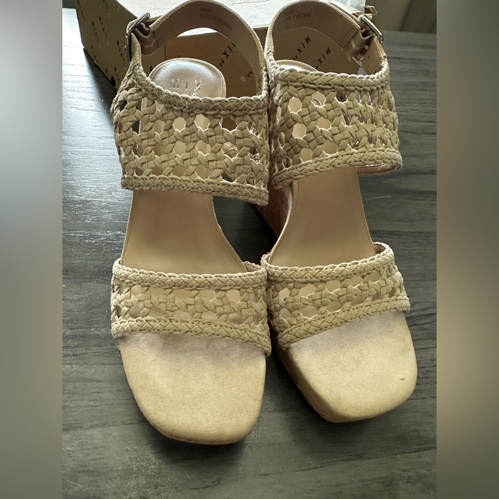 Brand new, never worn Mix no. 6 wedges. Beige in color